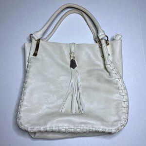 Big Buddha Cream Tassel Shoulder Bag Purse Faux L… - image 1